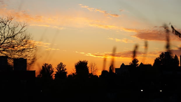 The beautiful city sunset view with the blue time sky in the New York photo