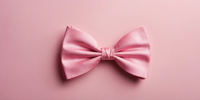 Top view of pink bow tie on pink background. photo