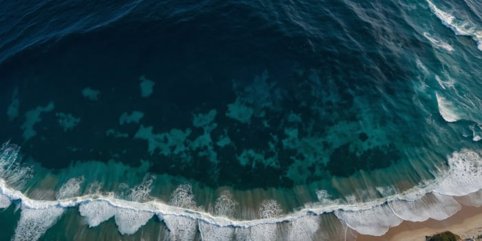 Top down view of the middle of the ocean from a high distance. photo