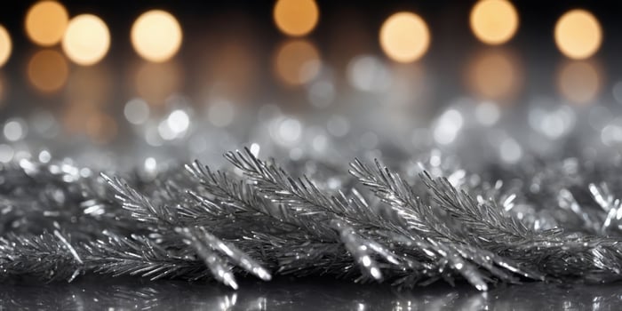 close up silver tinsel fringe background. photo