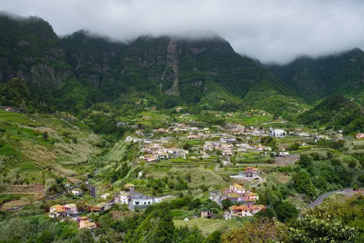 Sao Vicente village in valley on Madeira island, Portugal photo
