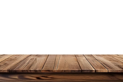 Realistic Wooden Tabletop or Surface Isolated on White Background for Product Display photo