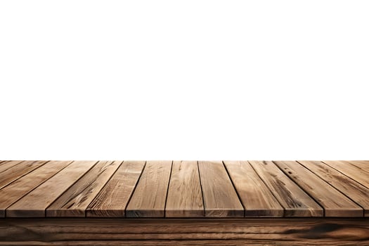 Realistic Wooden Tabletop or Surface Isolated on White Background for Product Display photo