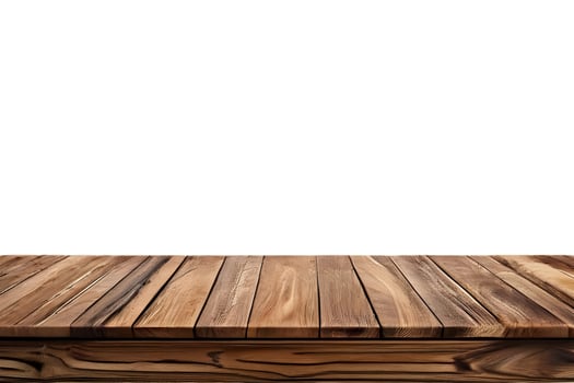 Realistic Wooden Tabletop or Surface Isolated on White Background for Product Display photo