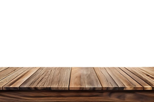 Realistic Wooden Tabletop or Surface Isolated on White Background for Product Display photo