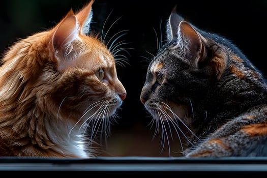 Two Adorable Cats Staring at Each Other Close-Up Pet Photography for Animal Lovers photo