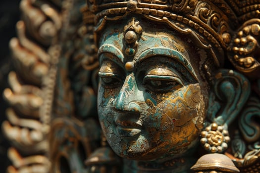 Hindu god statue showing ancient culture and religion of india photo