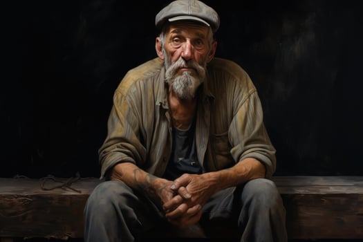 Portrait of a weathered elderly man photo