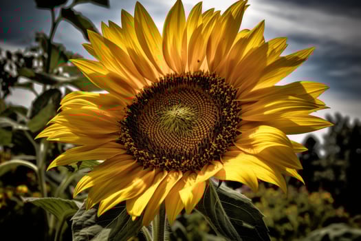 Majestic sunflower against dramatic sky photo