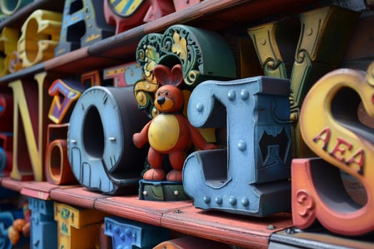 Colorful wooden toy letters forming the alphabet photo