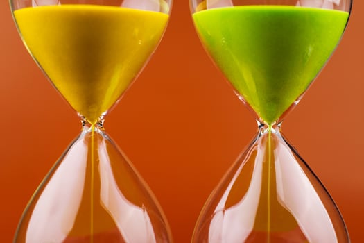 Hourglass stopwatch photo in studio The rule of limited time in work and life