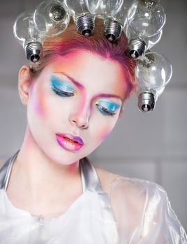 Portrait of a futuristic young beautiful woman photo