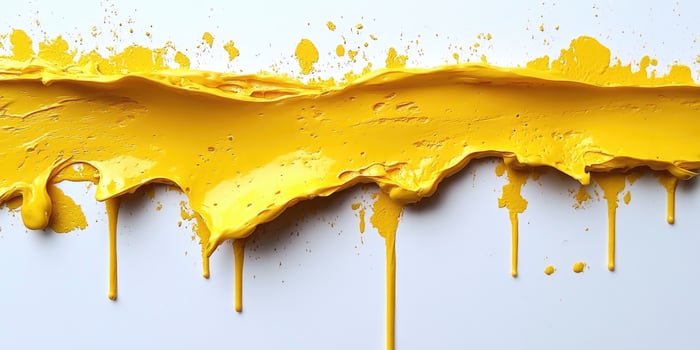 Abstract Dripping Yellow Paint on White Background photo