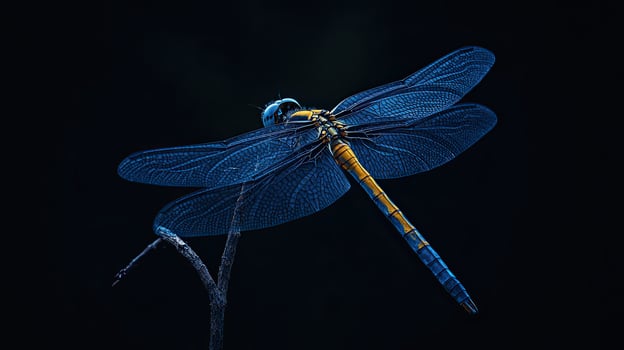 Dragonfly isolated on black background photo