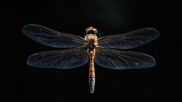 Dragonfly isolated on black background photo