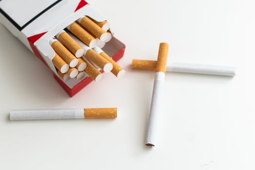 Pack of cigarette with blurred background. photo