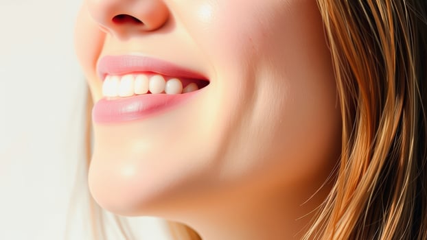 Close-up of a Woman's Smiling Lips and Teeth photo