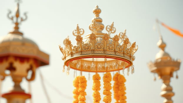 Golden Crown with Yellow Flowers Decoration photo