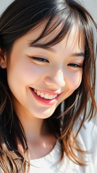 Close-up portrait of a young woman smiling photo