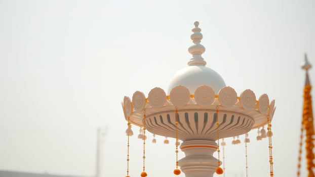 White ornate structure with golden embellishments photo