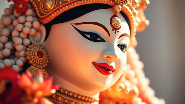 Close-up of a Hindu Goddess Statue photo