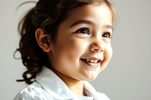 Portrait of a smiling girl with brown hair photo