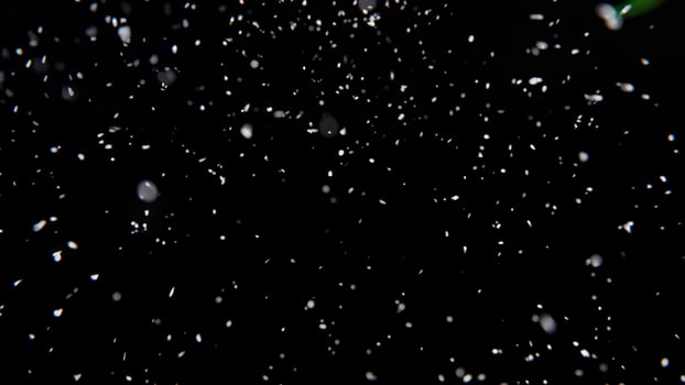 Snowfall on Black Background with Blurred Snowflakes - 3D Render photo
