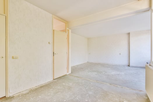 An empty room with a door and a window photo
