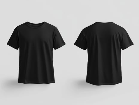 Blank Black Short Sleeve T-Shirt Mockup, Front and Back Views photo