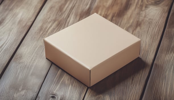 blank brown carton cardboard delivery package mockup container square photo