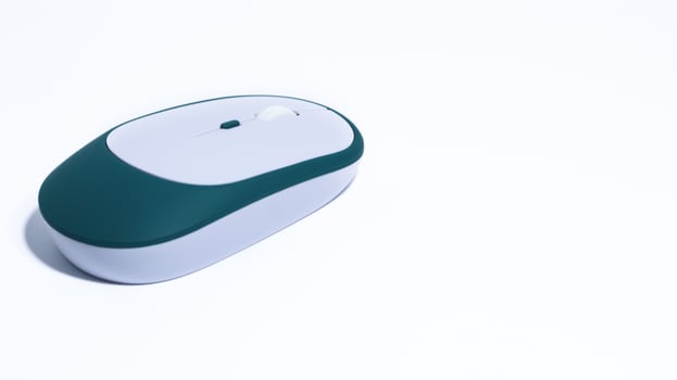 A white computer mouse isolated on a white background. photo