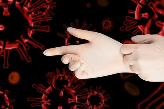 Hand in protective gloves photo
