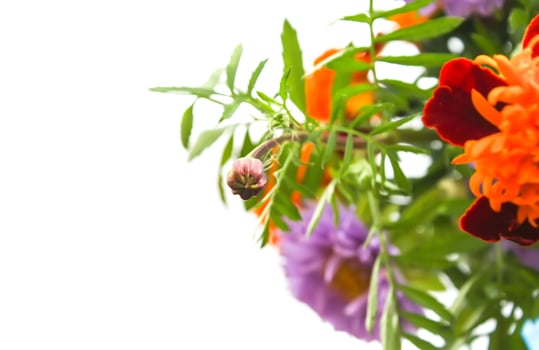 Colorful bouquet of mixed flowers close up. photo