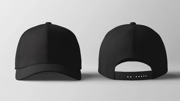 Black baseball caps mockup photo