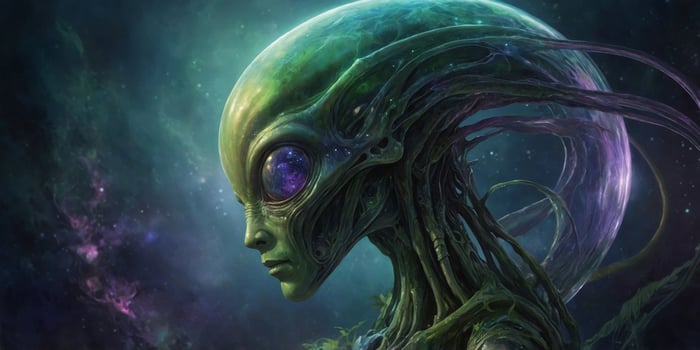 In a mesmerizing watercolor painting, an otherworldly being with augmented telekinetic powers is portrayed in stunning detail. photo