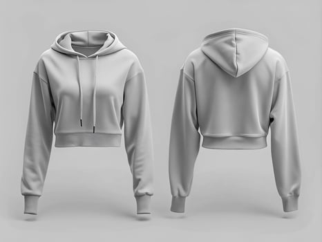 Blank white hoodie mockup, front and back view, 3d rendering photo