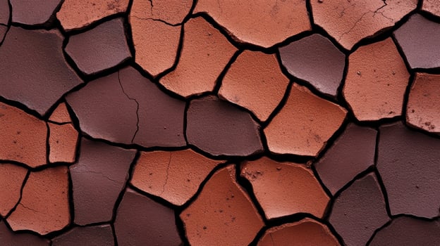 Extreme close up of cracked mud with different shades of brown and red photo
