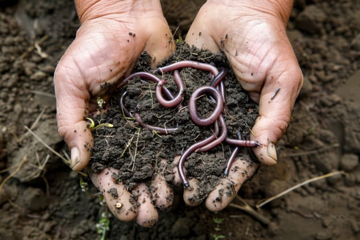 Examining Soil A Close Up of Hands and Earthworms photo