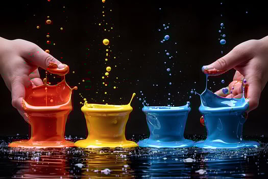 Creative Expression with Vivid Paint Splashes - Vibrant Colors for Art and Design Projects photo