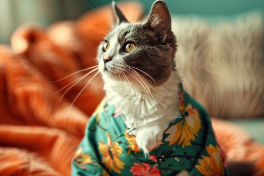 Cat Wearing a Fashionable Cute Flower Dress photo