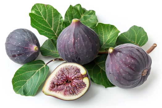 Ripe Fig Fruits with Lush Green Leaf photo