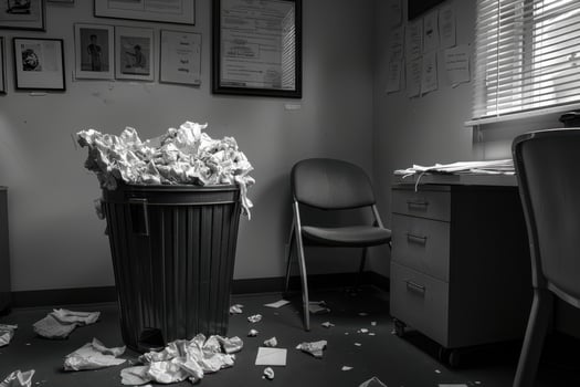 The Trash Can Stands in the Corner of the Office Full photo