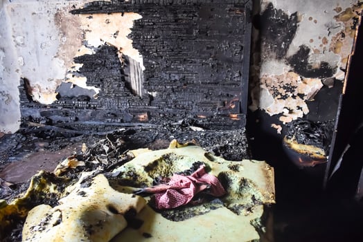 Fire breakout at childcare hospital at mid night when oxygen cylinder blasts in East Delhi, India, Fire at hospital where entire hospital destroyed photo