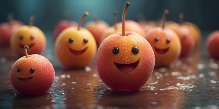 Cheerful jelly peach fruit happy smiling character. photo