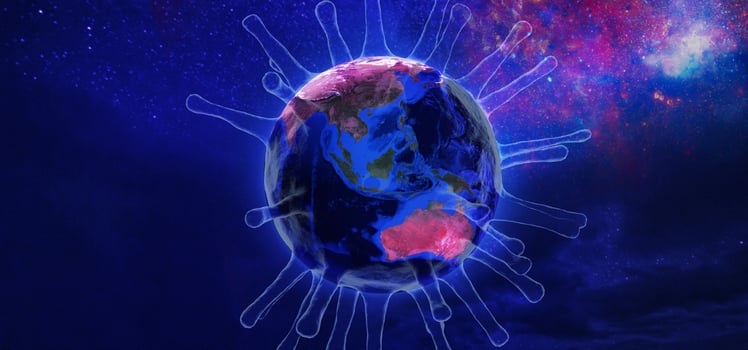 View of Earth with corona virus photo