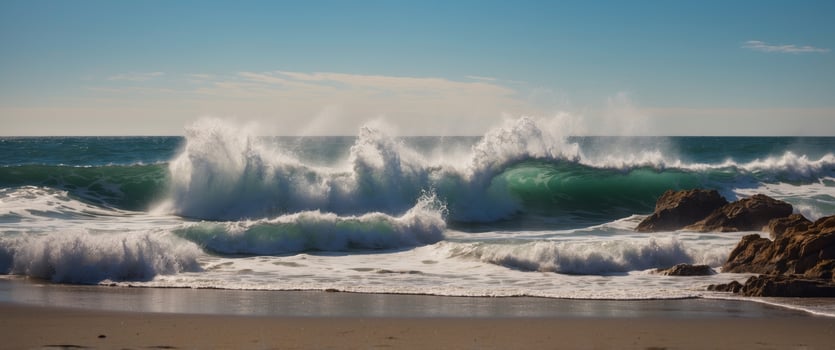 Seashore of Pacific ocean on very windy day. photo