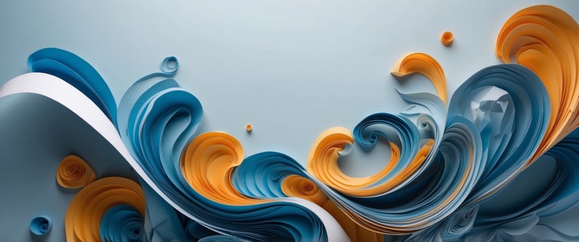 Paper art of blue swirl water Water splash with blank space paper cut and craft style. photo