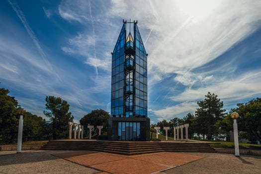 Croatia the glass tower of the Church of St. Nicholas-sights of Porec12.09.23 photo