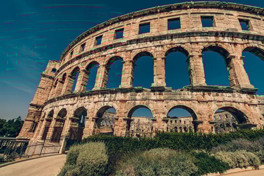 Pula, Croatia. Ancient ruins of the Roman Amphitheatre, Istria peninsula. photo