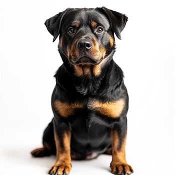 Rottweiler dog isolated on white background photo